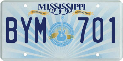 MS license plate BYM701