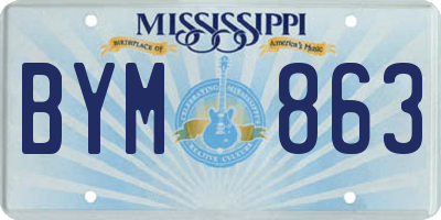 MS license plate BYM863