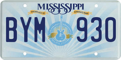 MS license plate BYM930