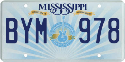 MS license plate BYM978