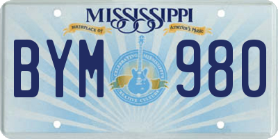 MS license plate BYM980
