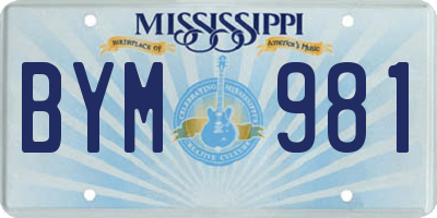 MS license plate BYM981