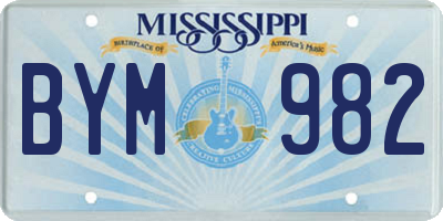 MS license plate BYM982