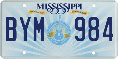 MS license plate BYM984