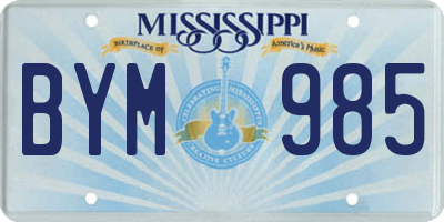 MS license plate BYM985