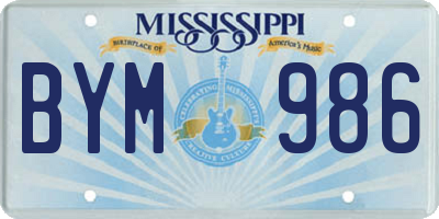 MS license plate BYM986