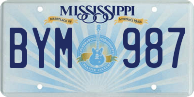 MS license plate BYM987