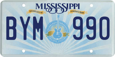MS license plate BYM990