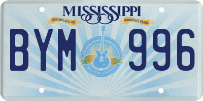 MS license plate BYM996