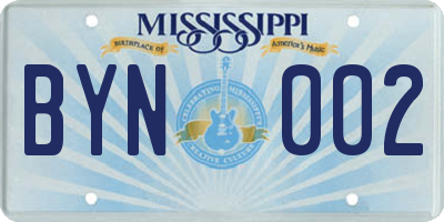 MS license plate BYN002