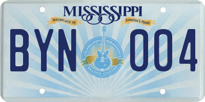 MS license plate BYN004