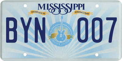 MS license plate BYN007