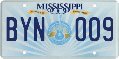 MS license plate BYN009