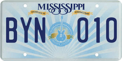 MS license plate BYN010