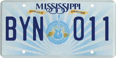 MS license plate BYN011