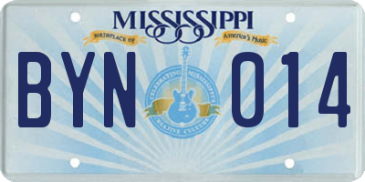 MS license plate BYN014