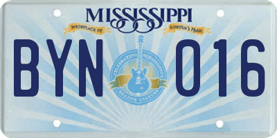 MS license plate BYN016