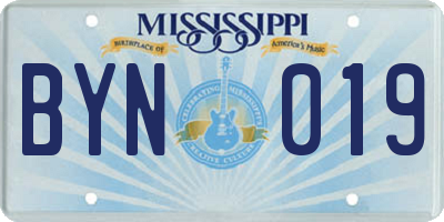 MS license plate BYN019