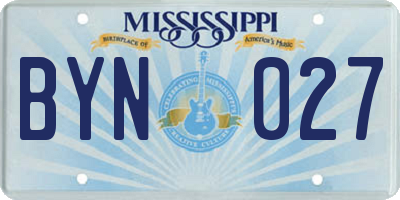 MS license plate BYN027