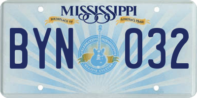 MS license plate BYN032