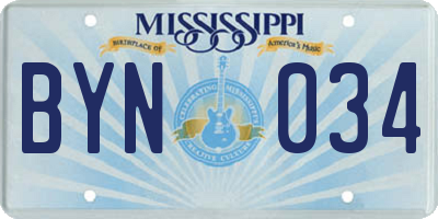 MS license plate BYN034