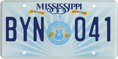 MS license plate BYN041