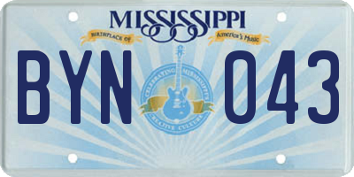 MS license plate BYN043