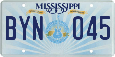 MS license plate BYN045