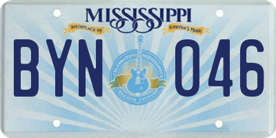 MS license plate BYN046