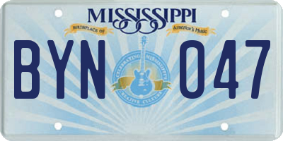 MS license plate BYN047