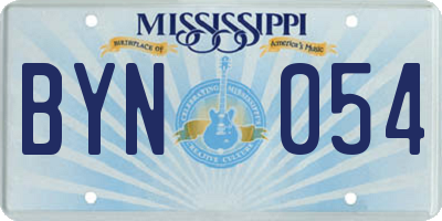 MS license plate BYN054