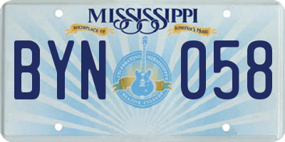 MS license plate BYN058