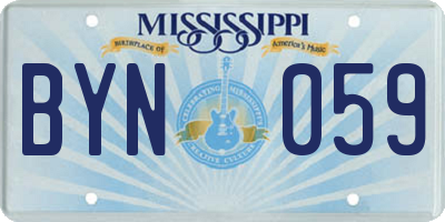 MS license plate BYN059
