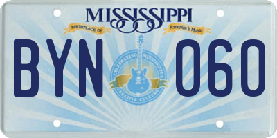 MS license plate BYN060