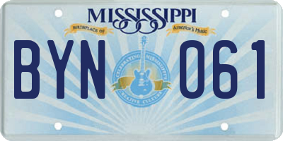 MS license plate BYN061