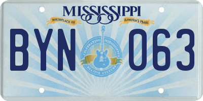 MS license plate BYN063