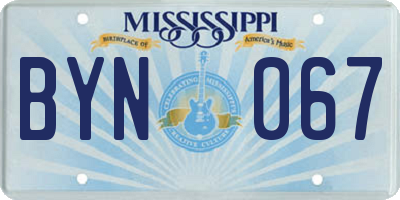 MS license plate BYN067