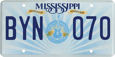 MS license plate BYN070