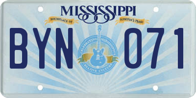 MS license plate BYN071