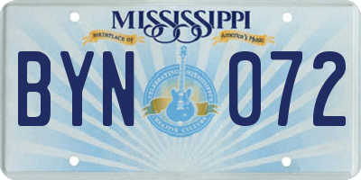 MS license plate BYN072