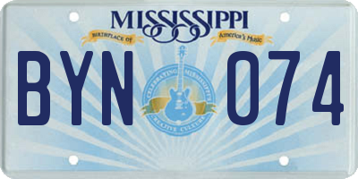 MS license plate BYN074