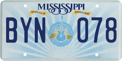 MS license plate BYN078