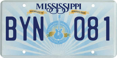 MS license plate BYN081