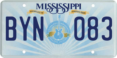 MS license plate BYN083