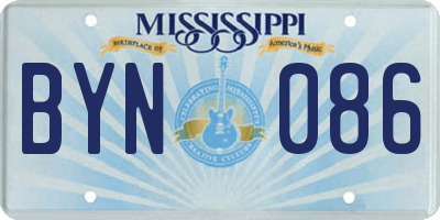MS license plate BYN086