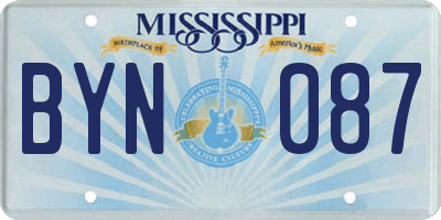 MS license plate BYN087