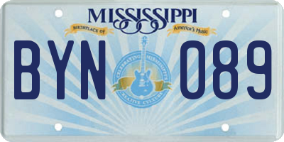 MS license plate BYN089
