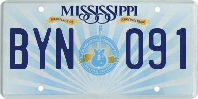 MS license plate BYN091