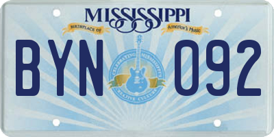 MS license plate BYN092