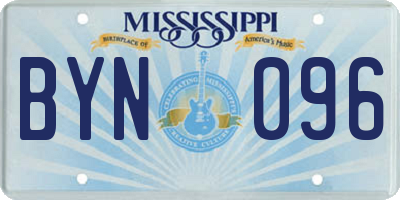 MS license plate BYN096